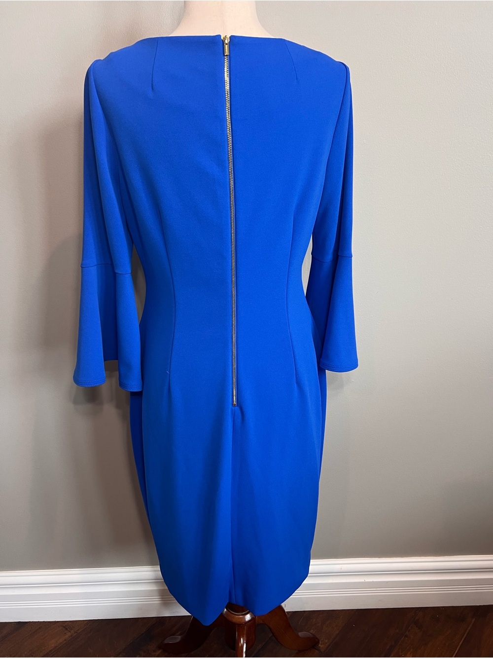 Calvin Klein Royal Blue Bell-Sleeve Sheath Dress - Picture 4 of 6